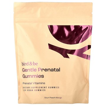 Bird and Be, Gentle Prenatal Gummies, Sour Peach Mango, 120 Vegan Gummies