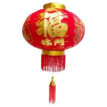 農曆春節元宵 吉祥大福發財大紅燈籠 + LED50燈USB充電式燈串暖白光 附遙控  60cm  1組