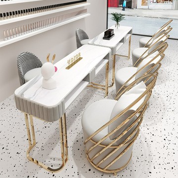 ??快速出貨 北歐輕奢網紅美甲桌椅套裝簡約雙層修甲臺單雙人美甲桌特價經濟型