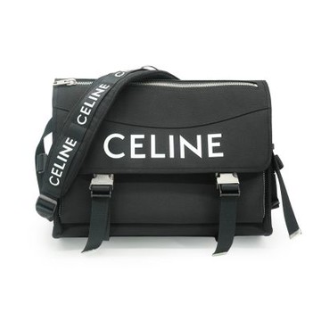 Celine 思琳 展示品 印花尼龍雙釦掀蓋斜背包-大(黑)