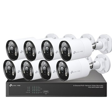 TP-Link 昌運監視器組合 VIGI NVR1008H-8MP 8路網路監控主機+VIGI C345 VIGI 4MP 戶外全彩槍型網路監控攝影機*8