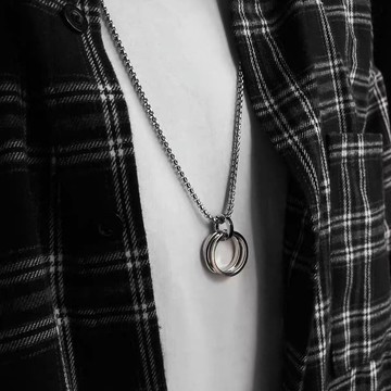 雙環鈦鋼項鍊 韓系項鍊 男女可戴 不鏽鋼 項鍊 銀項鍊 男生項鍊 男項鍊 韓系項鍊 潮流項鍊 United Freak