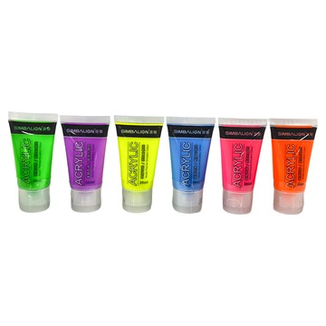 SIMBALION 雄獅 螢光壓克力顏料  30ml  6色