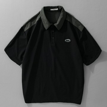 【巴黎精品】現貨+預購 男POLO衫短袖上衣寬鬆襯衫高爾夫球衫休閒男裝-夏日復古拼色工裝男上衣2色a1kq88