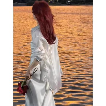 后背開叉天絲雪紡襯衫女夏薄款開衫外套設計感小眾防曬上衣空調衫