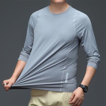 秋衣男款上衣外穿男士薄款長袖t恤春秋季2025新款秋裝運動速干衣