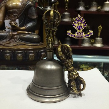 【利眾福澤之家】佛教用品 尼泊爾鈴杵純銅 光面 中號 高15.5cm1入