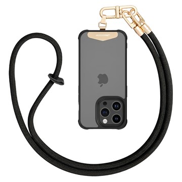 手機掛帶吊繩 斜掛款 附金屬夾片  黑色  1個