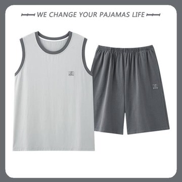 北極絨莫代爾睡衣男士夏季冰絲無袖背心青少年2025新款寬松家居服
