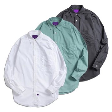 山系機能廓形寬松棉滌混紡速干透氣紫標復古工裝休閑翻領長袖襯衫