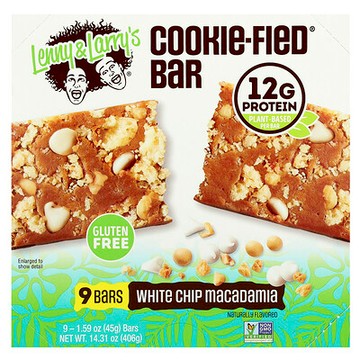 Lenny & Larry's, Cookie-Fied® 棒，白巧克力夏威夷果，9 條，每條 1.59 盎司（45 克）