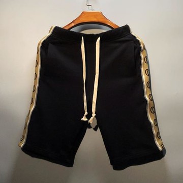 歐美潮牌ins貼繡邊條帶休閑運動五分短褲男女百搭褲子夏季外穿棉