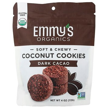 Emmy's Organic Cookies, 柔軟耐嚼椰子曲奇，黑可可味，4 盎司（113 克）