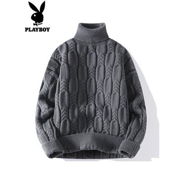 花花公子高領毛衣男士冬季保暖加厚內搭針織打底衫男休閑線衣潮流
