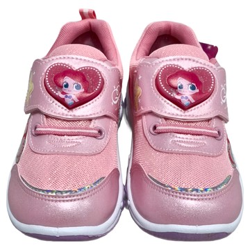 BORUI 柏睿鞋業 兒童款 DN公主電燈魔鬼氈厚底休閒鞋  小美人魚 粉色  190mm