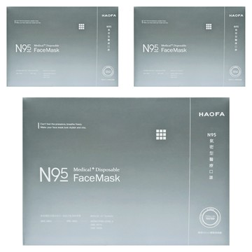 HAOFA N95立體醫療口罩 氣密型 M  3盒  丁香藍  30片