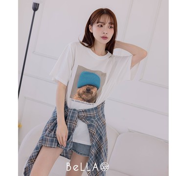 【早春新品】BeLLA 狗狗長版T上衣 白色