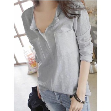 年春秋季冬裝純棉打底衫女長袖t恤竹節棉內搭寬松白色上衣ins