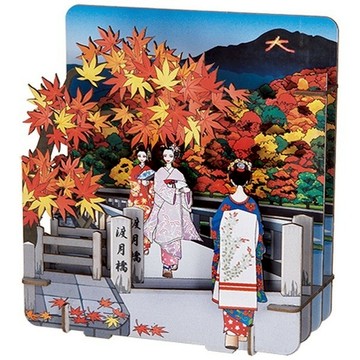 日本製 Pazu Me 3D立體紙拼圖 嵐山 渡月橋 舞妓 伏見稻荷 京都紙雕模型