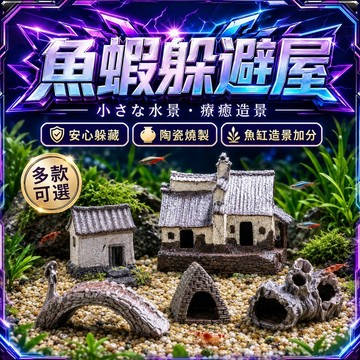 【現貨】魚蝦躲避屋 陶瓷魚缸造景小屋 水族造景擺件 蝦屋躲藏洞 魚蝦繁殖避難屋 小型魚米蝦孔雀魚適用 魚蝦產卵 慈鯛罐