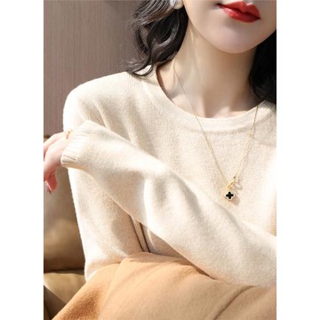 秋冬2025新款法式圓領長袖打底毛衣女寬松內搭別致針織衫高級上衣