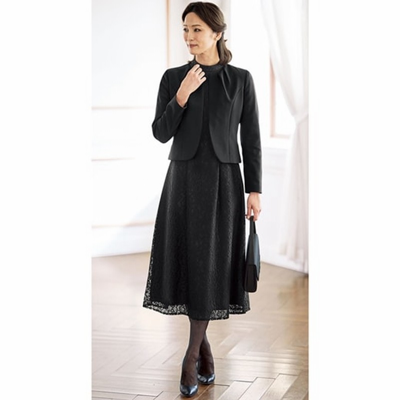 ベルーナ 洗えるフォーマルレースハイネックワンピースアンサンブル 黒 19abr レディース 通販 Lineポイント最大10 0 Get Lineショッピング