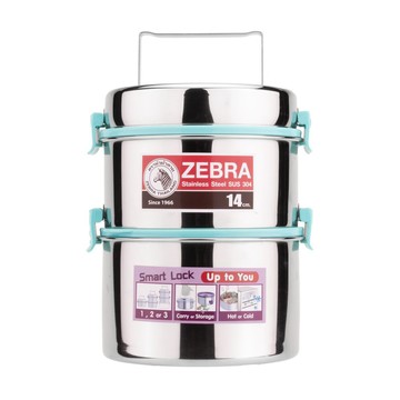 ZEBRA 斑馬 304不銹鋼防漏雙層飯盒14x2 / 便當盒 / 提鍋