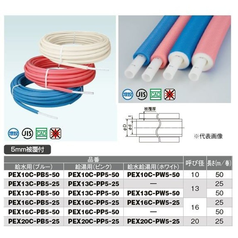 完売】 カポリパイプW 直管 PEX16C-3 三和商工