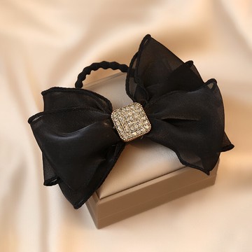 塔蘭輕紗蝴蝶結頭飾時尚高彈皮筋頭繩日韓氣質少女后腦勺綁發發飾