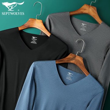 七匹狼德絨保暖內衣男抗菌恒溫發熱無痕抗菌秋冬薄款秋衣秋褲套裝