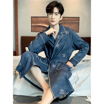 睡袍男2025新款春秋純棉長袖睡衣男款秋冬日式長款浴袍浴衣家居服
