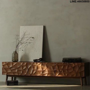 免運 開立發票 電視櫃 收納櫃 儲物櫃 落地櫃 背景櫃 異形地櫃電視櫃小戶型客廳實木簡約輕奢創意落地中古風電視櫃高級 支持訂製