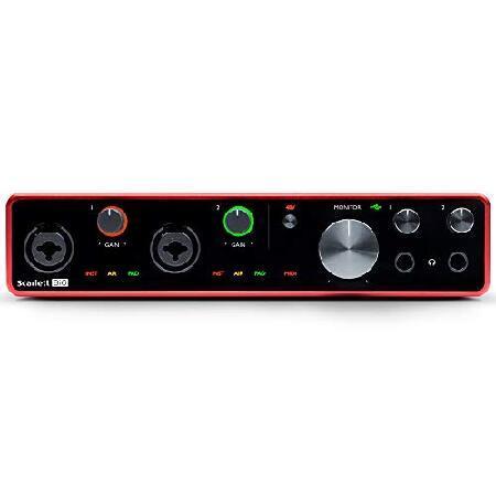 Focusrite AMS-SCARLETT-8I6-3G Scarlett 8i6 (3rd Gen) 8-in, 6-Out USB Audio Interface Bundle with 2X Deco Gear XLR Male to Female XLR Cab（並行輸入品）