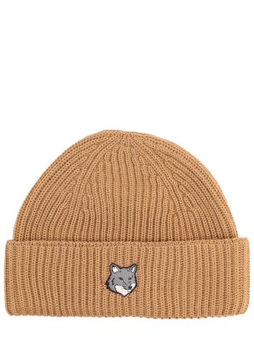 maison kitsuné beanie with fox patch