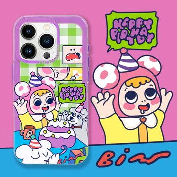 PaPaPa制造局   kulo過生日亮面卡通可愛插畫手機殼適用于iPhone16promax保護套蘋果15pro原創手機殼