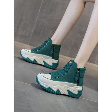 真皮馬丁靴子女2025新款春夏單靴高幫老爹鞋百搭內增高英倫風短靴