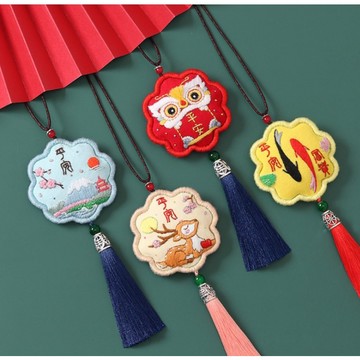 超美質感平安福醒獅 手工刺繡diy材料包 保佑平安 車掛 平安福 包飾 自制作男友禮物荷包掛件初學者護身符