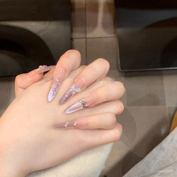 💅限時下殺穿戴甲💅【店鋪熱銷】純手工穿戴甲紫色貓眼蝴蝶美甲溫柔爆閃長尖美甲貼片高級輕奢甲貼手工穿戴甲 NCJN