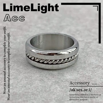 ☆LimeLight☆ 高級感 簡約 百搭 鋼面 麻花 鑲嵌 可旋轉 飾品 鈦鋼 戒指 27