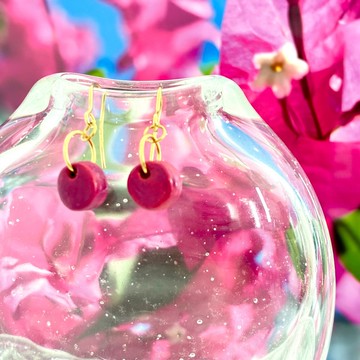 沖繩陶瓷耳環－九重葛 手作耳環 花朵飾品