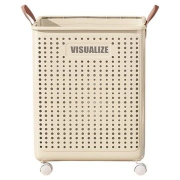 JOSIC 大容量四輪移動收納籃  38 x 30 x 45cm  米白色  1個