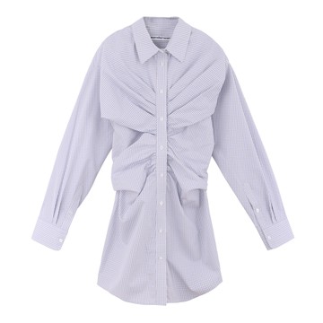 alexanderwang  棉府綢褶飾沙漏襯衫裙