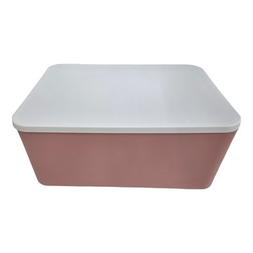mohe 木暉居家 日式無印風極簡附蓋分類零食小物中抽屜收納盒  20 x 20 x 19cm  北歐粉  1個