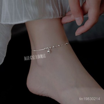 🔥限時下殺🔥925純銀轉運珠鈴鐺腳鏈女2023新款性感腳飾ins網紅足鏈小衆腳踝鏈