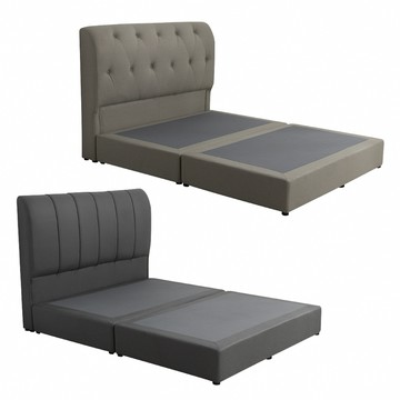 【IDEA】簡約百搭科技布雙人5X6尺床架(床頭+床底)淺灰拉扣