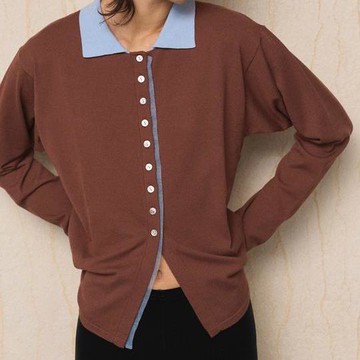 FREAK'S STORE 配色設計 長袖 假兩件 POLO針織 針織開衫