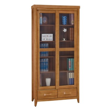 【MUNA家居】愛莉絲柚木色3尺推門下抽書櫃