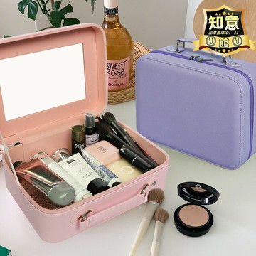 【川澤百貨】高顏值化妝包ins風超火便攜旅行化妝收納盒帶鏡簡約大容量化妝箱