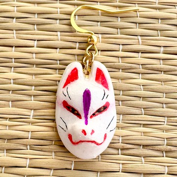 接單製作　白狐面具　耳環　片耳用