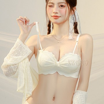 蕾絲 性感內衣 小胸 集中內衣 無鋼圈內衣 小胸顯大 防滑 無肩帶內衣 上托 收副乳內衣  防下垂內衣 純欲 少女內衣